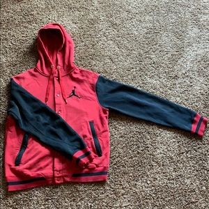 Red and black Jordan varsity hoodie
